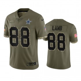 Camiseta Hombre NFL Dallas Cowboys CeeDee Lamb 88 Olive 2022 Salute To Service Limited